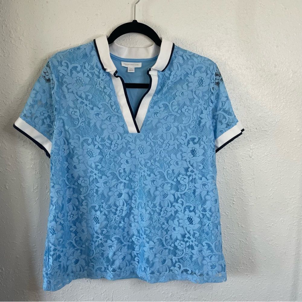 Charter Club Lace Polo Top